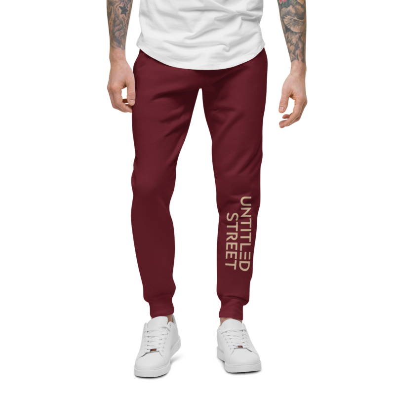 unisex-fleece-sweatpants-maroon-front-643f364e2031c